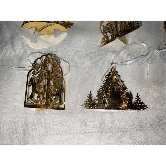 12 Danbury Mint Annual 23 K Gold-Plated & Brass Christmas Ornaments Set - Picture 5 of 8